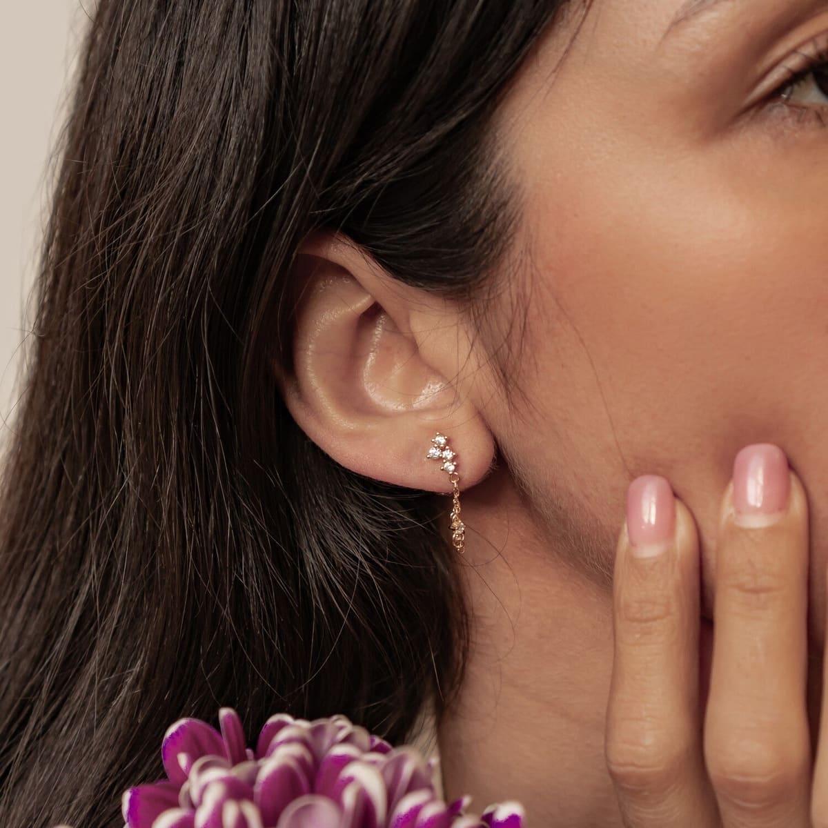 Cluster Blossom Chain Earrings Sterling Silver