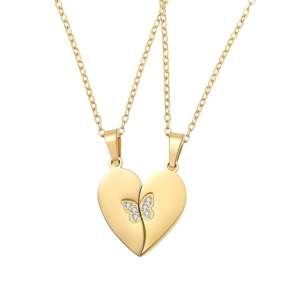 Connected Butterfly Heart Necklace Set Waterproof