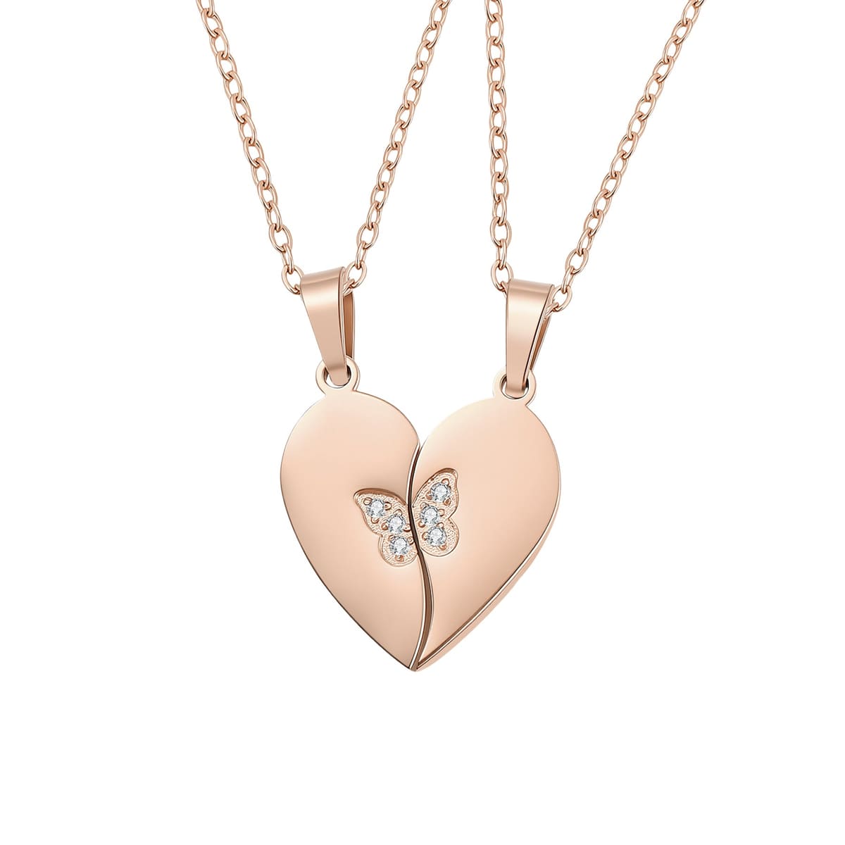 Connected Butterfly Heart Necklace Set Waterproof