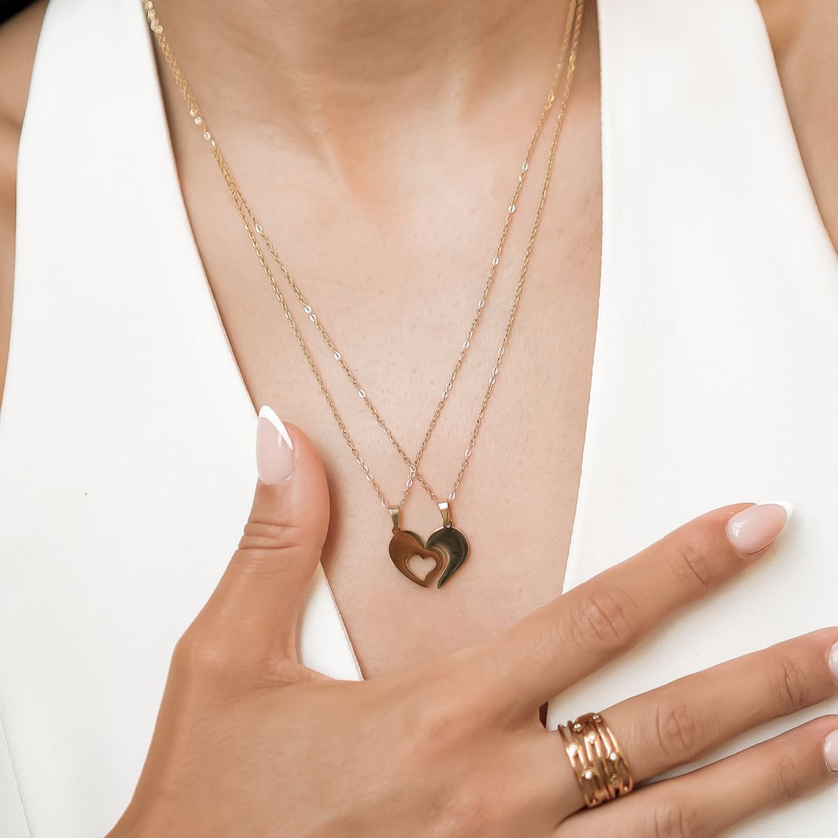 Connected Family Heart Necklace Set Waterproof