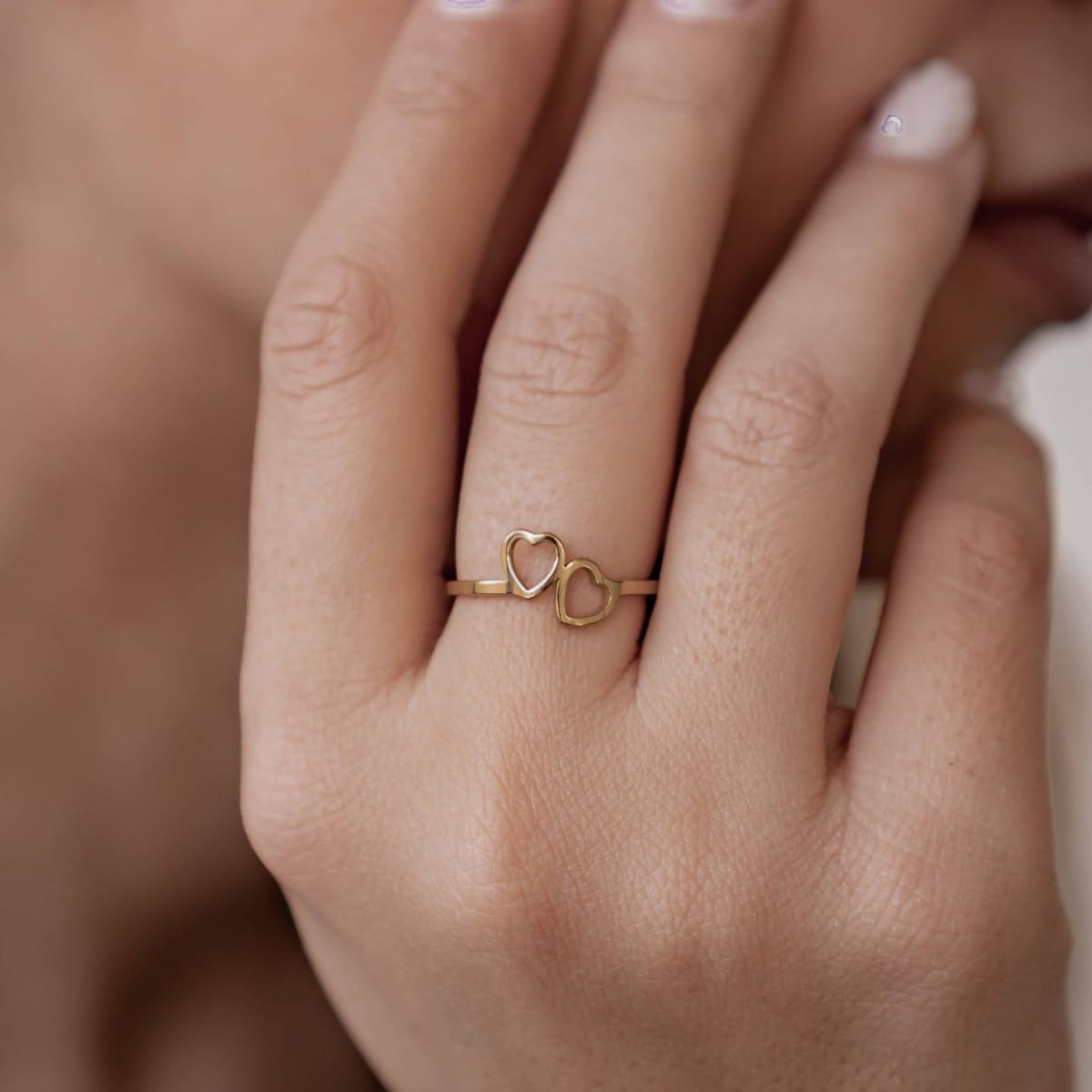 Connected Hearts Ring Stainless Steel