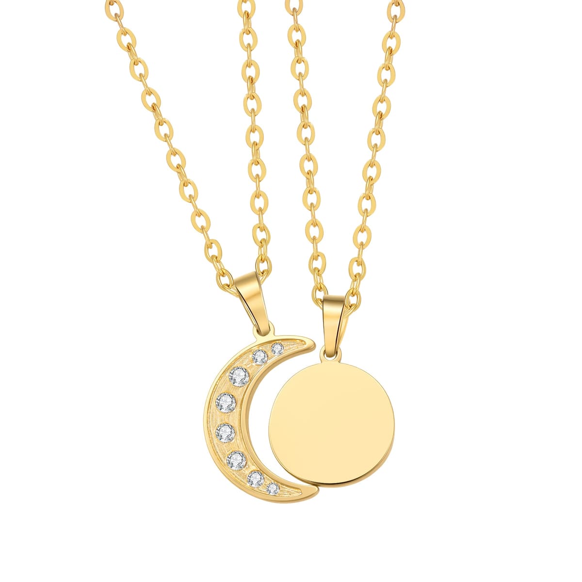 Connected Sun & Moon Necklace Set Waterproof