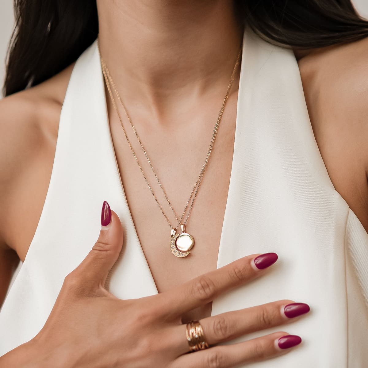 Connected Sun & Moon Necklace Set Waterproof