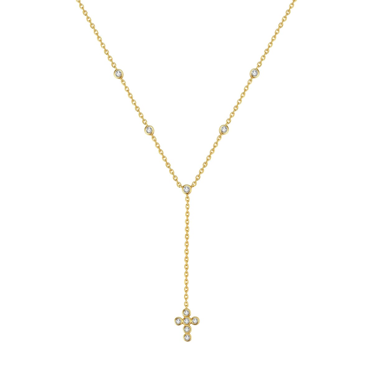 Cross Y Lariat Necklace Sterling Silver