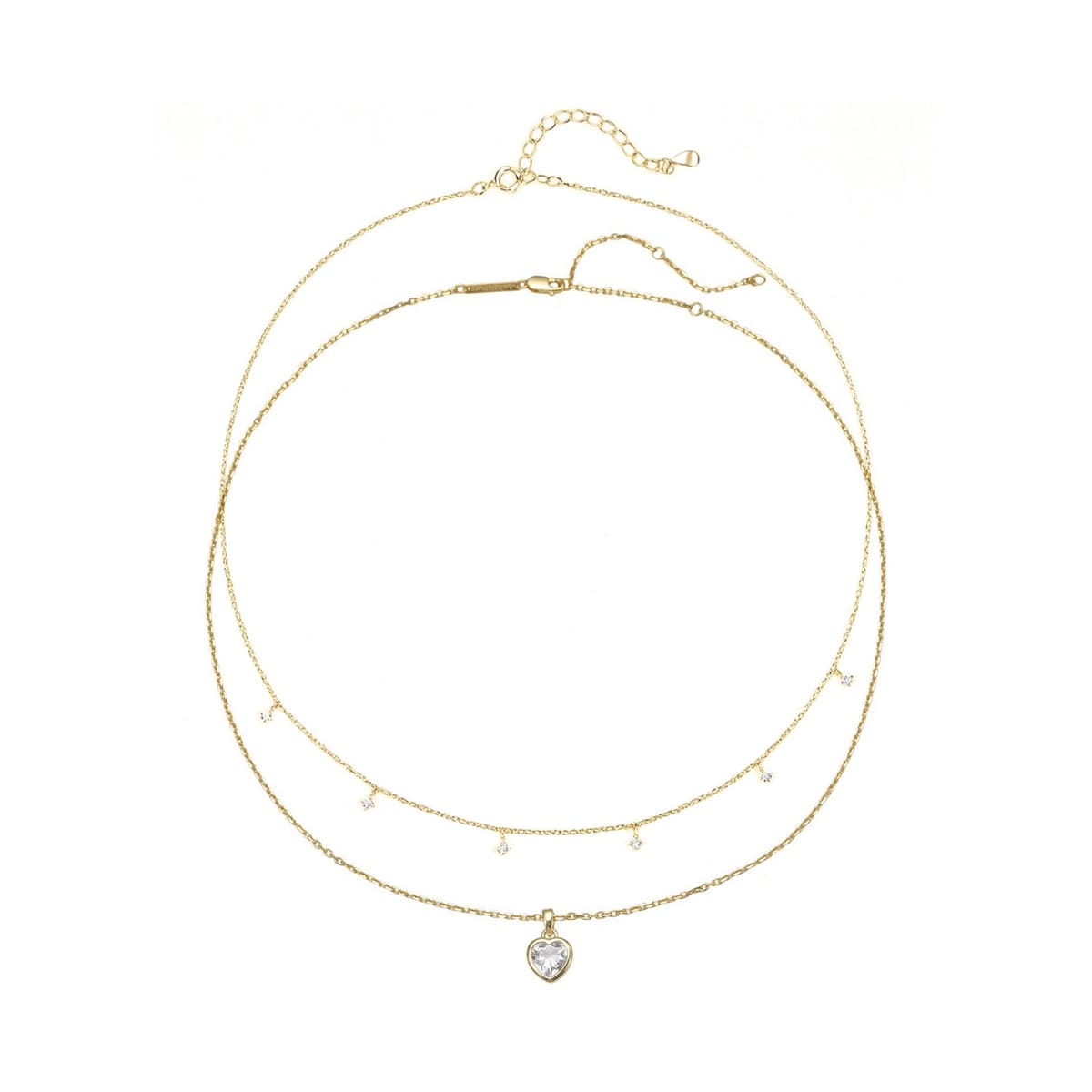 Crystal Heart Necklace Set Sterling Silver