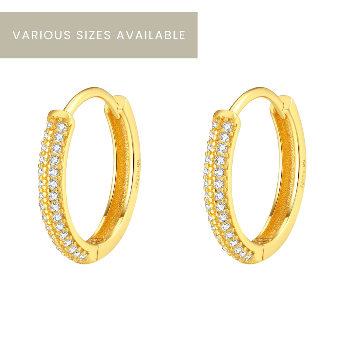 Double Clear Stone Hoop Earrings Sterling Silver
