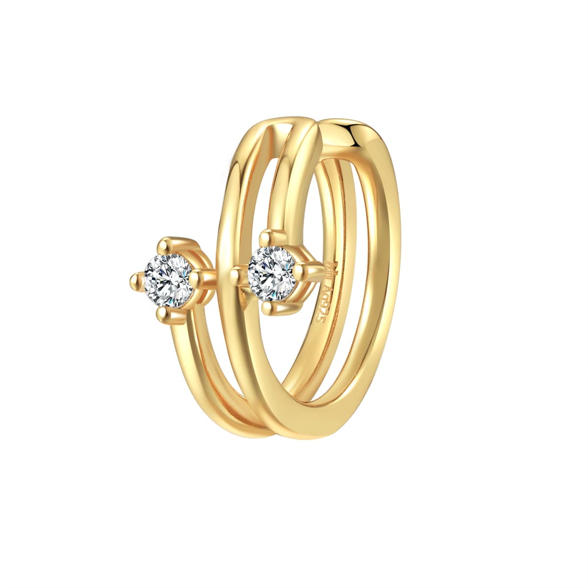 Double Sparkle Band Ear Cuff Sterling Silver