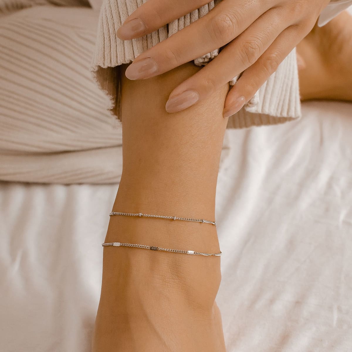 Duo Chain Anklet Silver