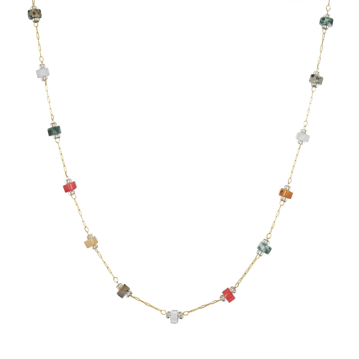 Earth Tone Multicolor Bead Necklace Waterproof