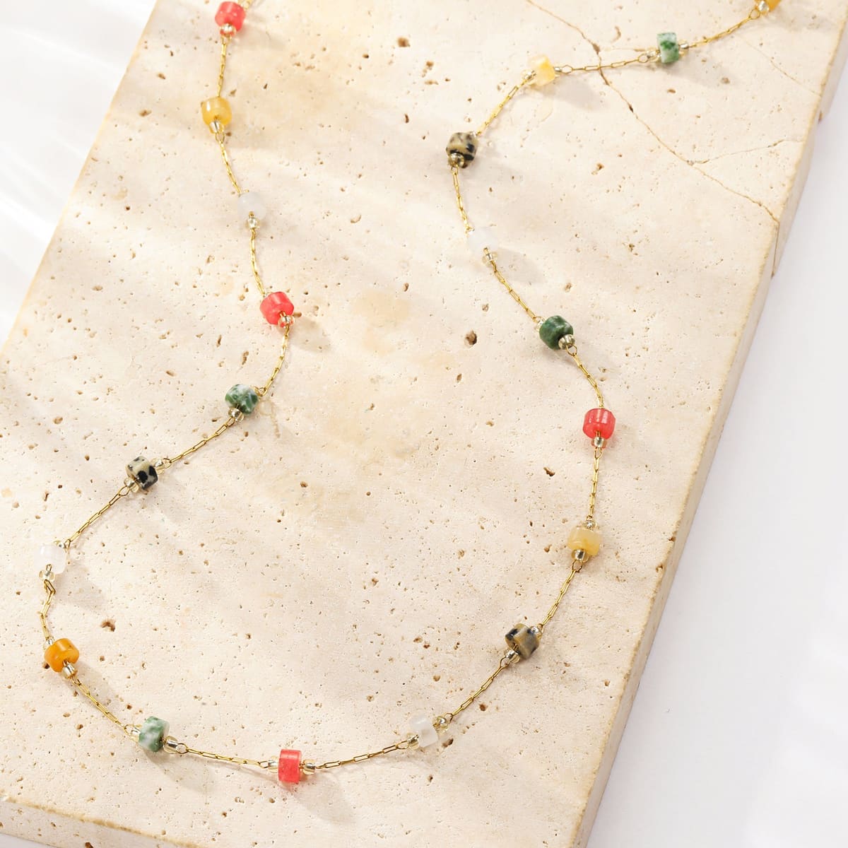 Earth Tone Multicolor Bead Necklace Waterproof