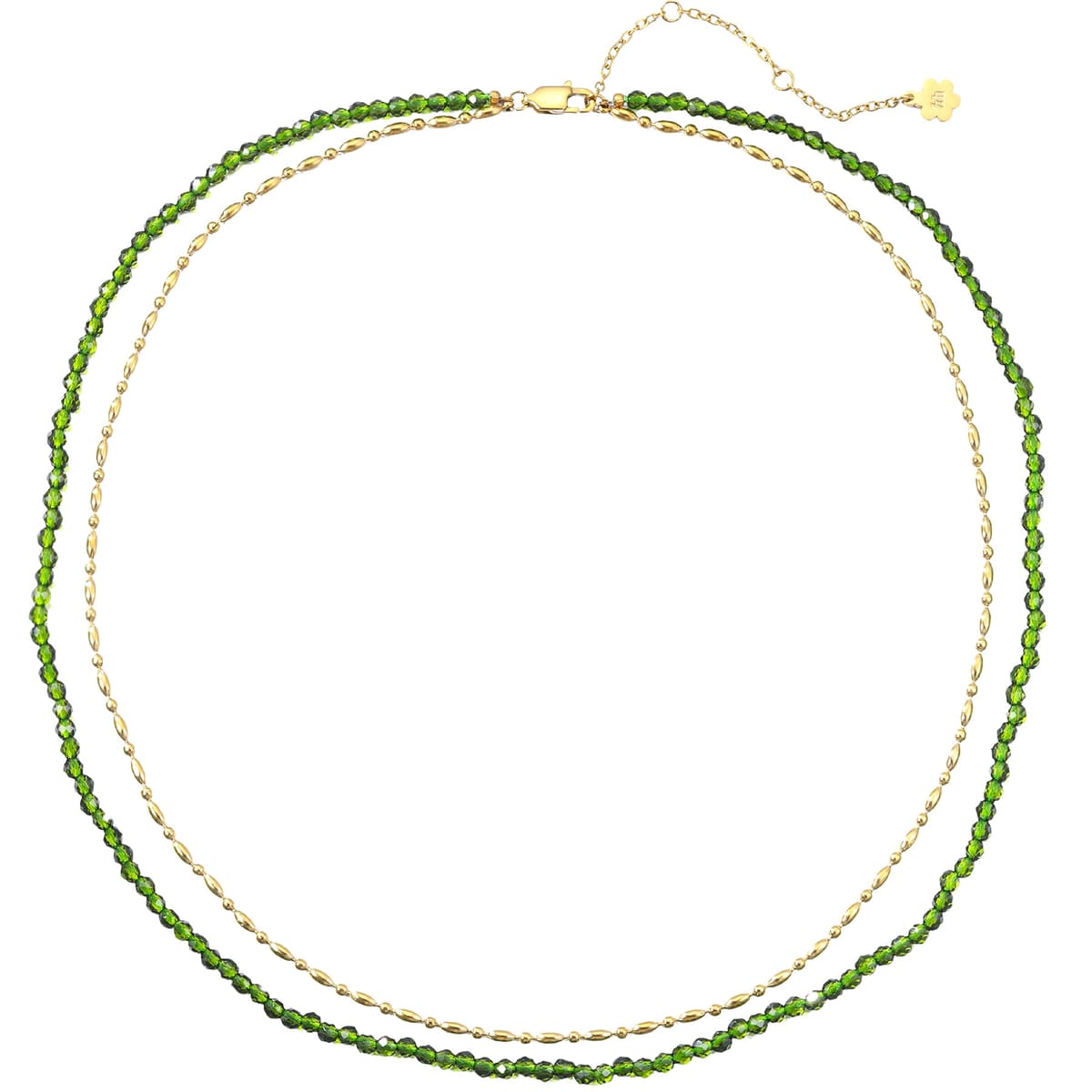 Emerald Green Layered Bead Necklace Waterproof