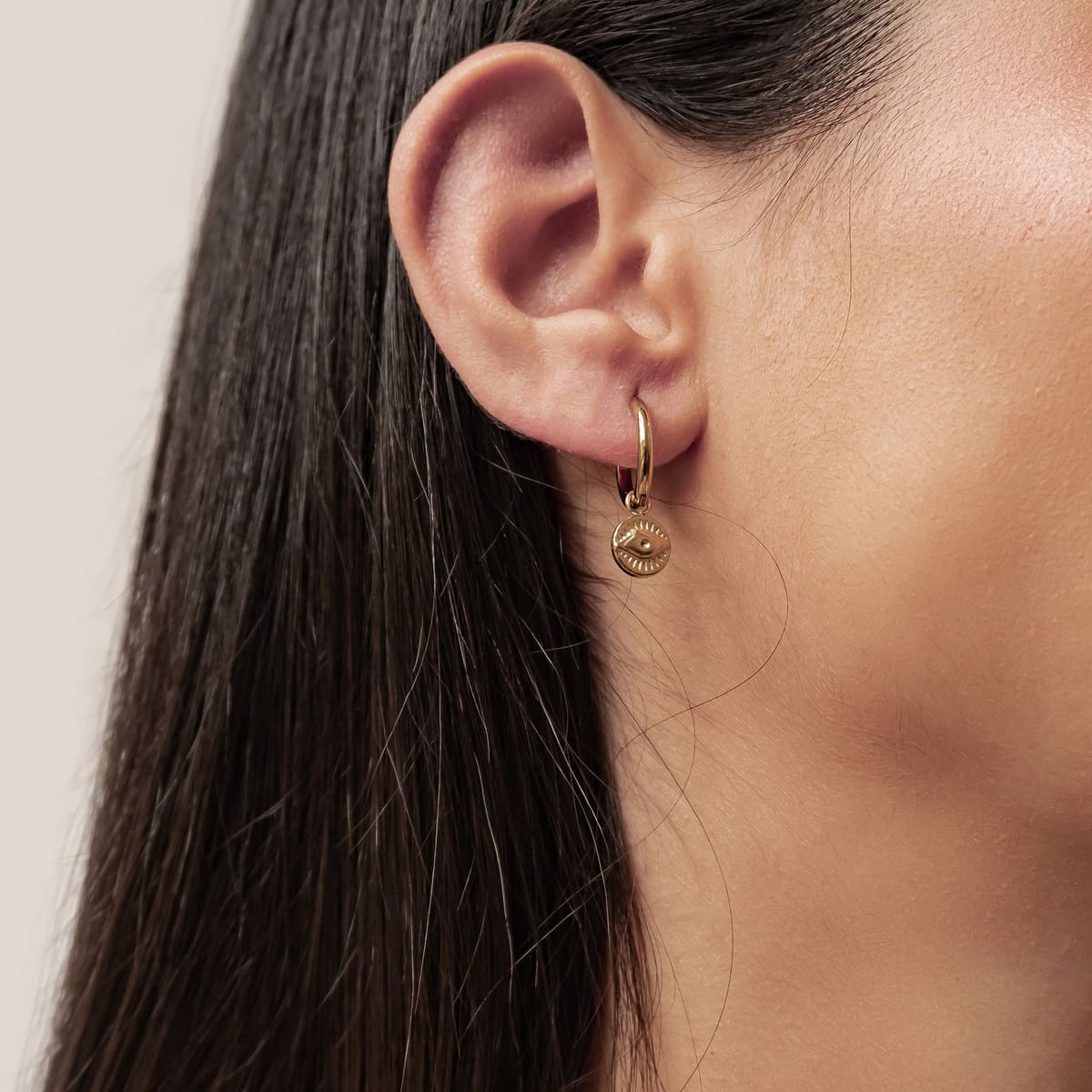 Evil Eye Charm Hoop Earrings Waterproof
