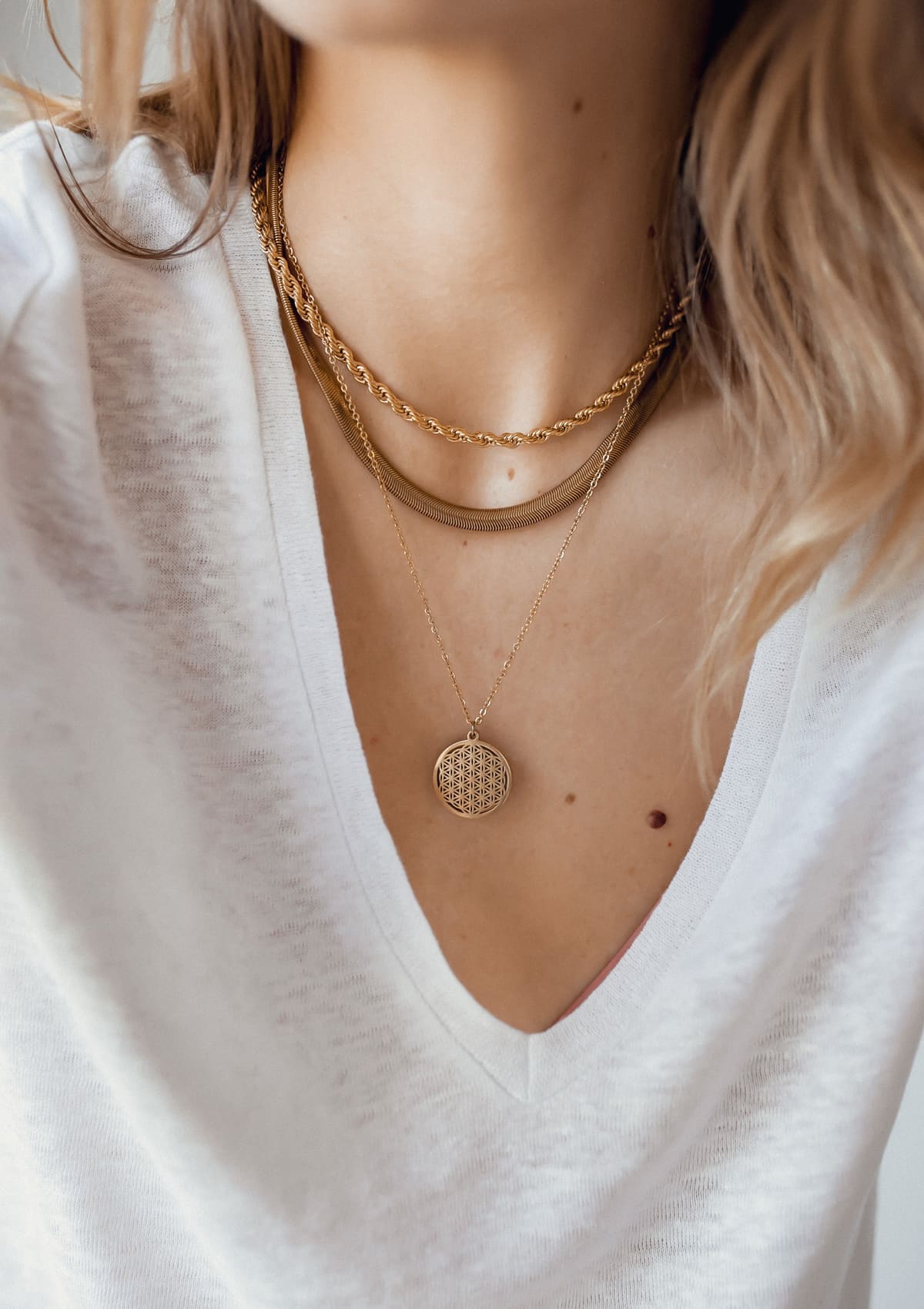 Flower of Life Pendant Necklace Gold