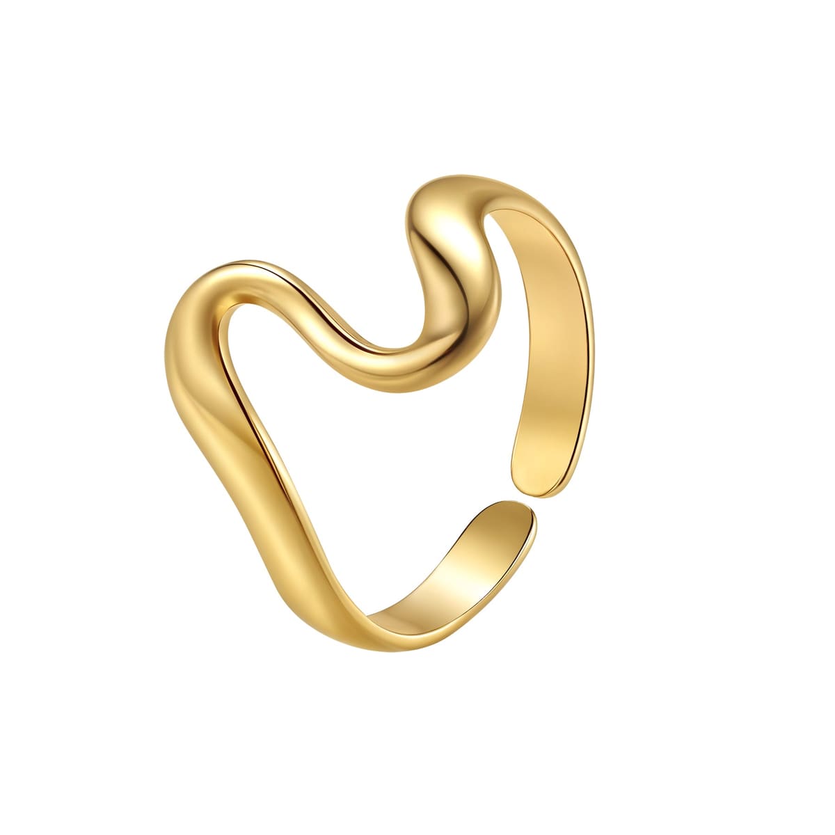 Fluid Heart Open Ring - Gold
