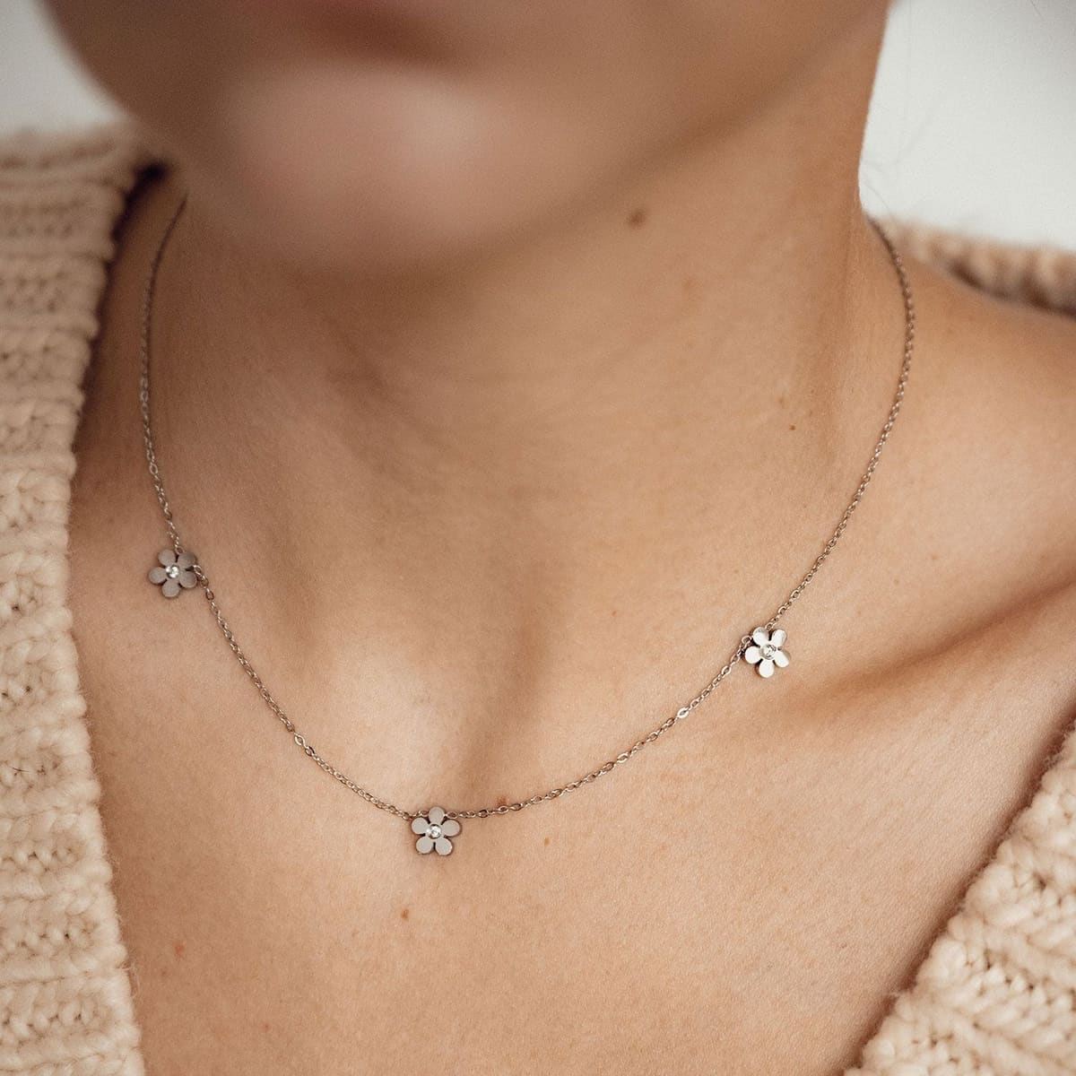 Forget-Me-Not Charm Necklace Silver