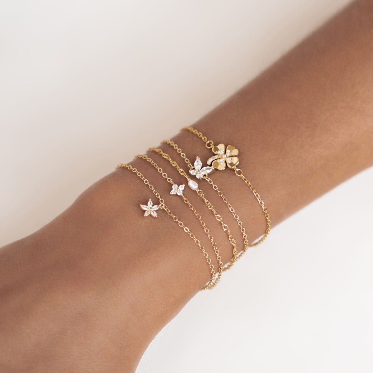 Gemstone Butterfly Charm Bracelet Sterling Silver