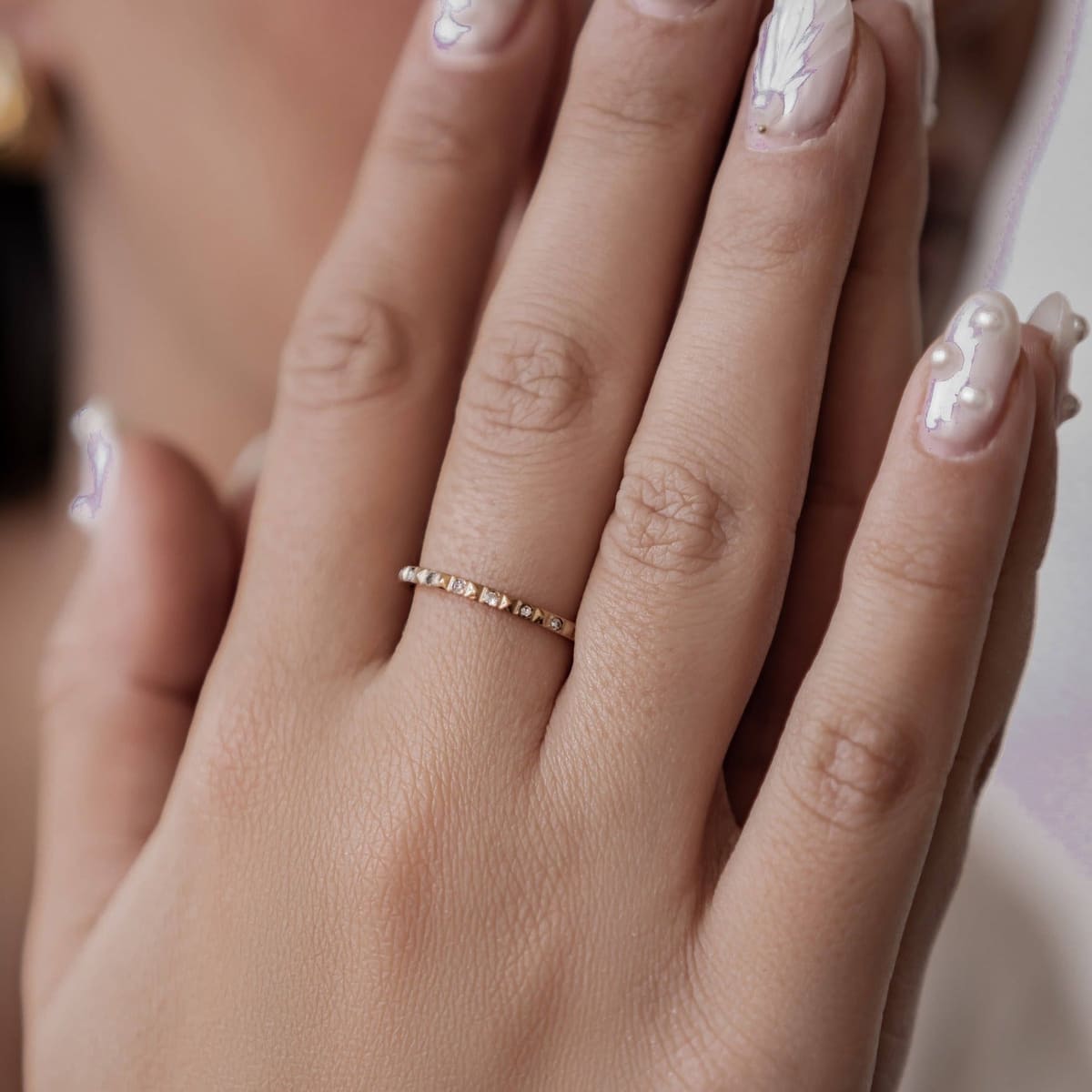 Gemstone Pyramid Ring Stainless Steel