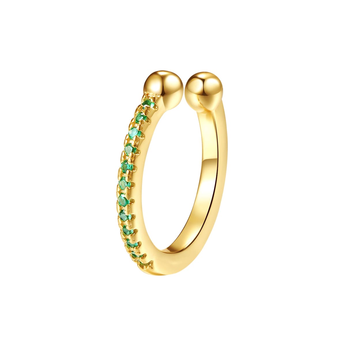 Green Diamond Ear Cuff Sterling Silver