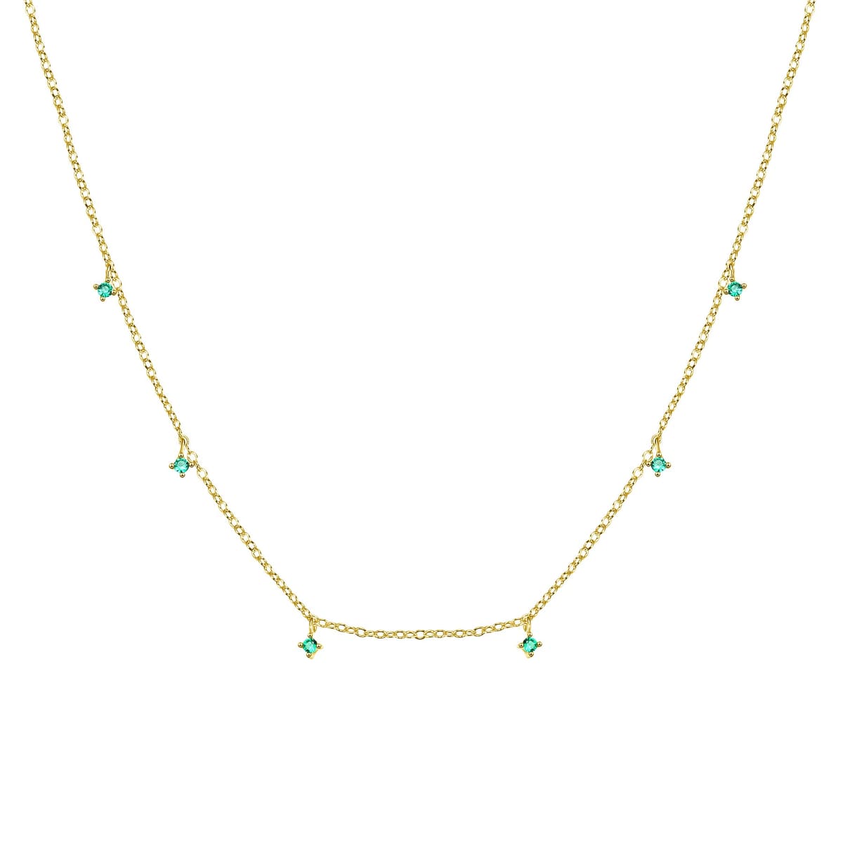 Green Gemstone Charm Necklace Sterling Silver