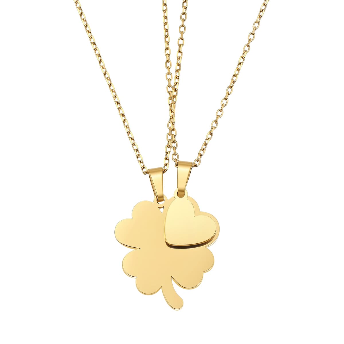 Interlocking Clover & Heart Necklace Set Waterproof