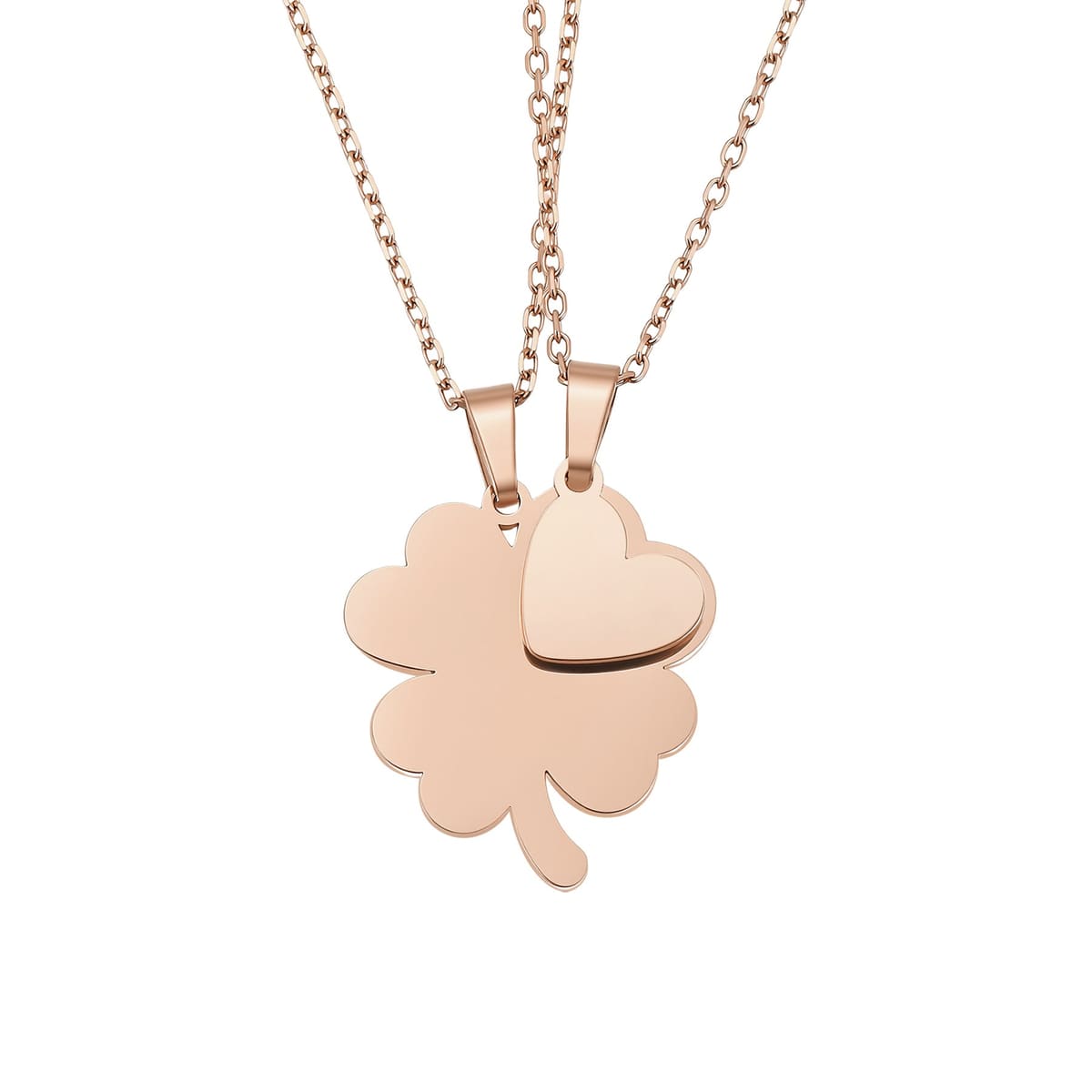 Interlocking Clover & Heart Necklace Set Waterproof