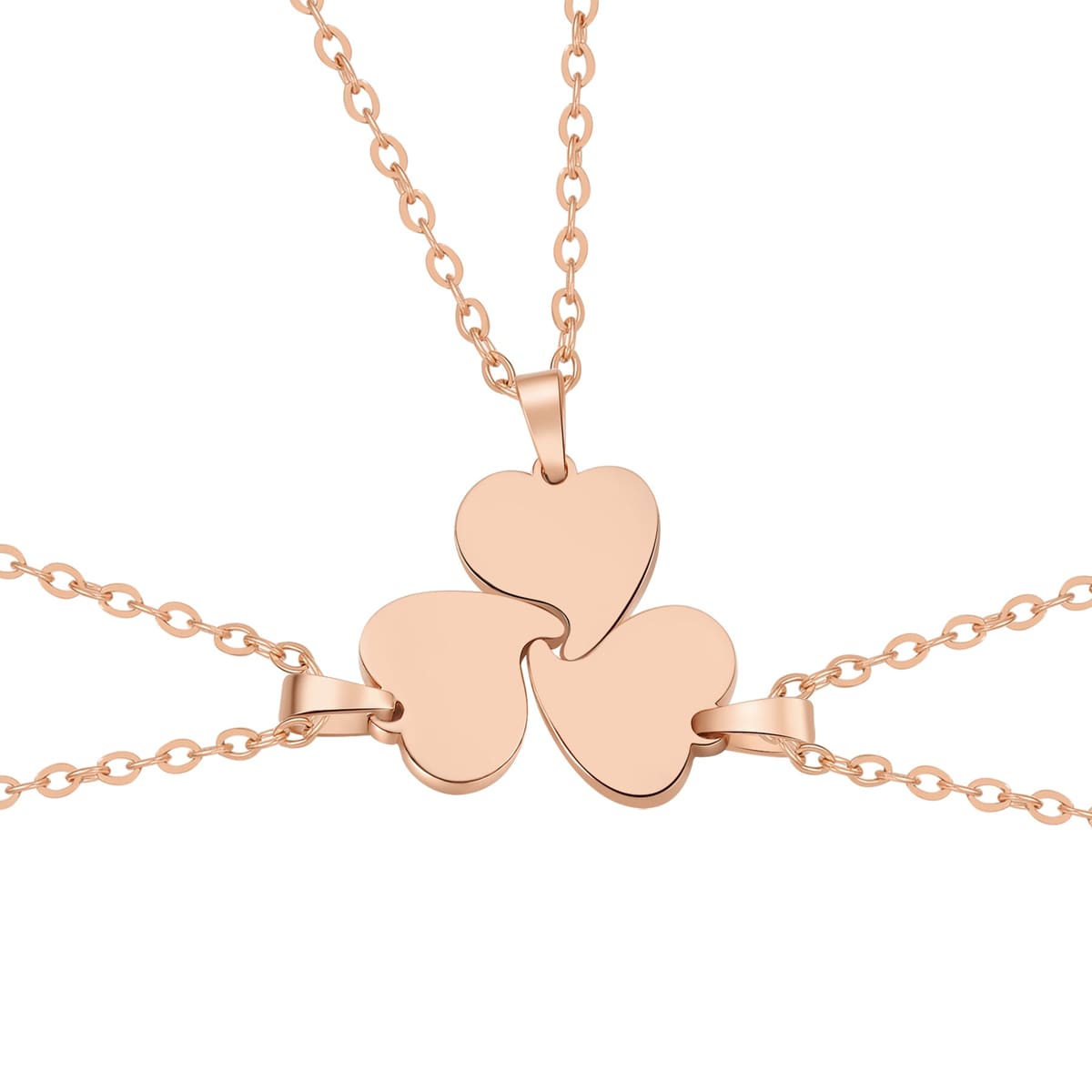 Interlocking Three Hearts Necklace Set Waterproof