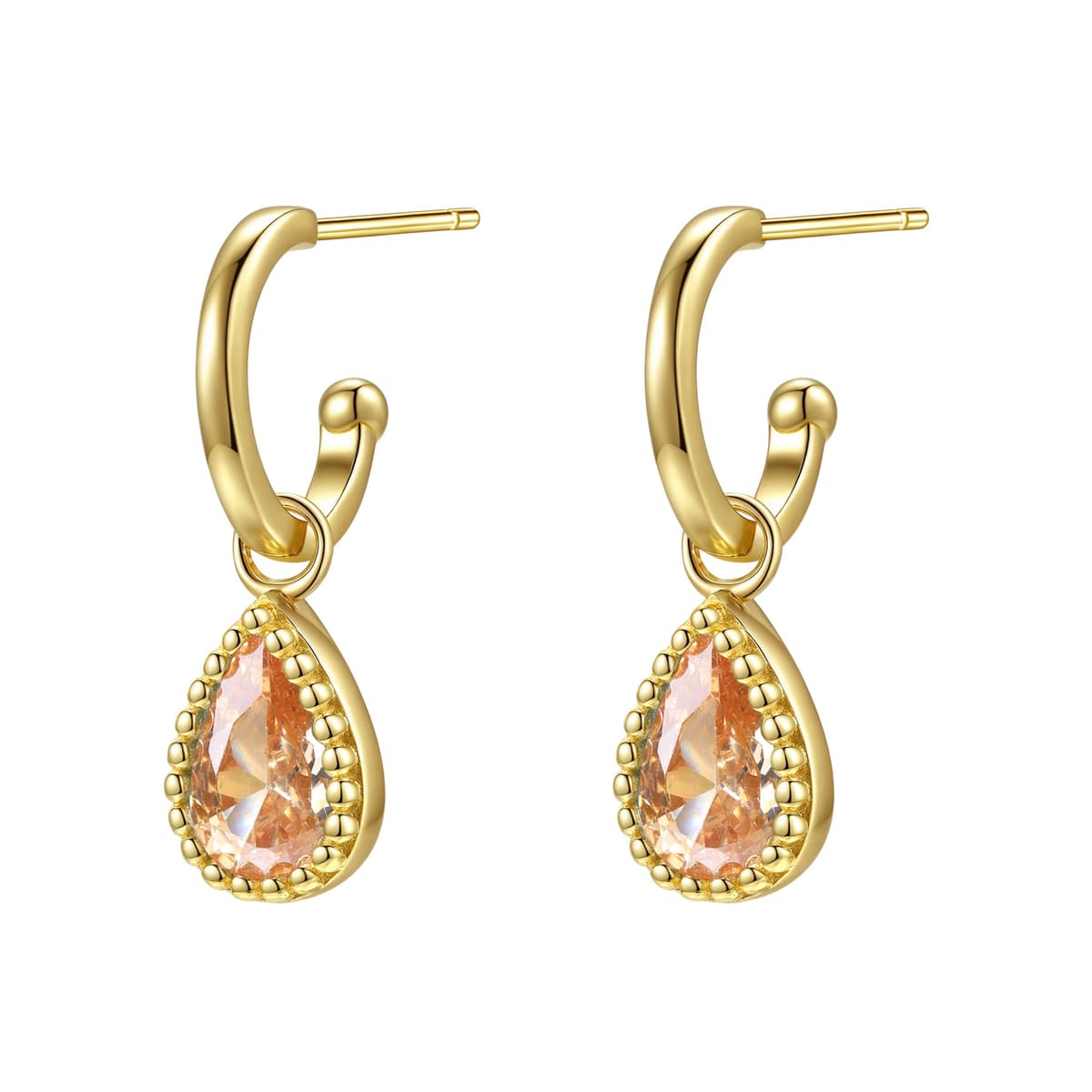 January Garnet Birthstone Hoop Earrings Sterling Silver
