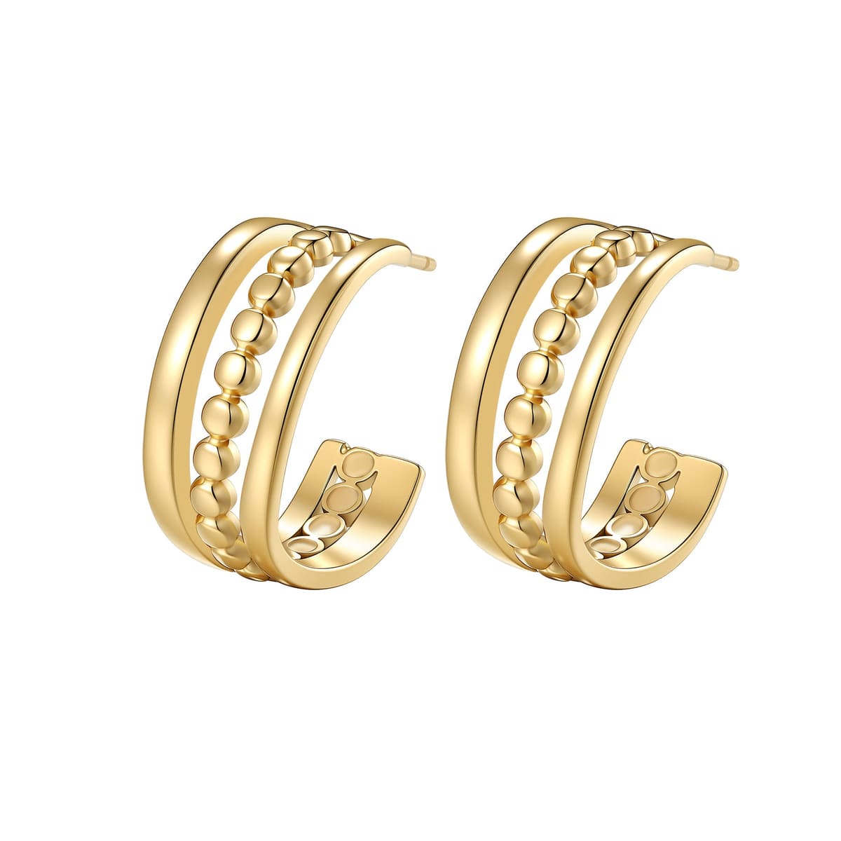 Layered Bead Hoop Earrings Waterproof