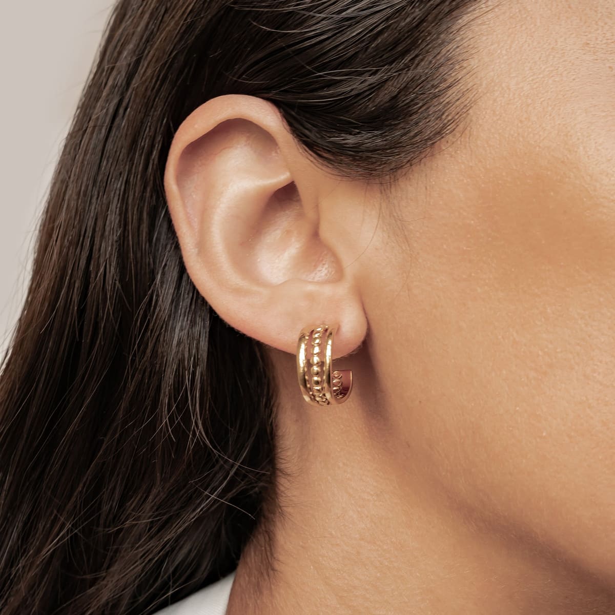 Layered Bead Hoop Earrings Waterproof