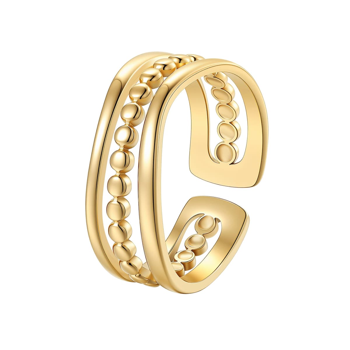 Layered Bead Open Ring Waterproof