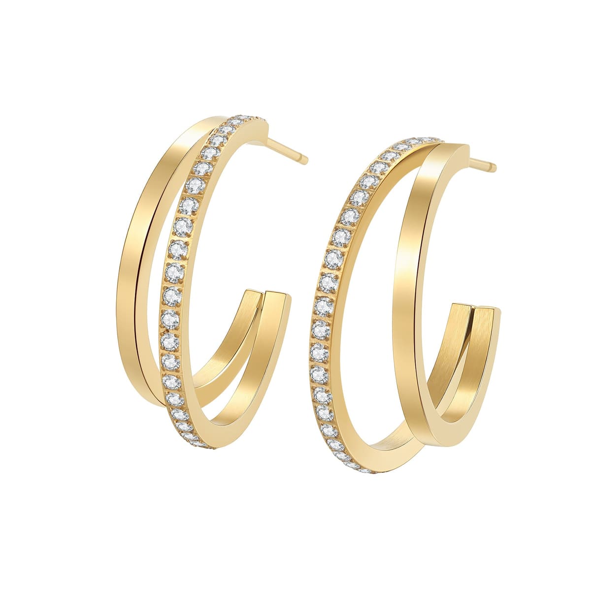 Layered Gemstone Hoop Earrings Waterproof