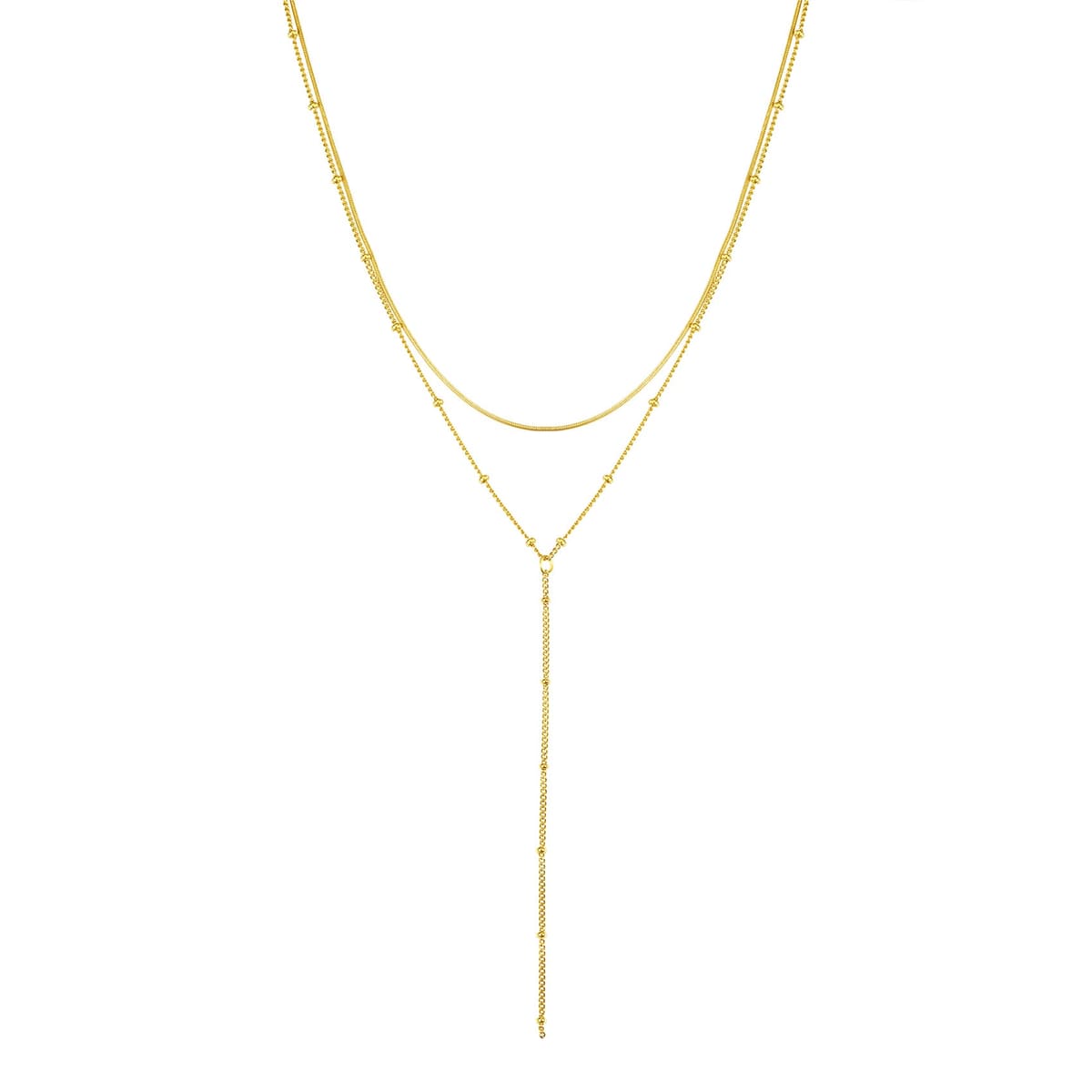 Layered Snake and Satellite Chain Y Necklace