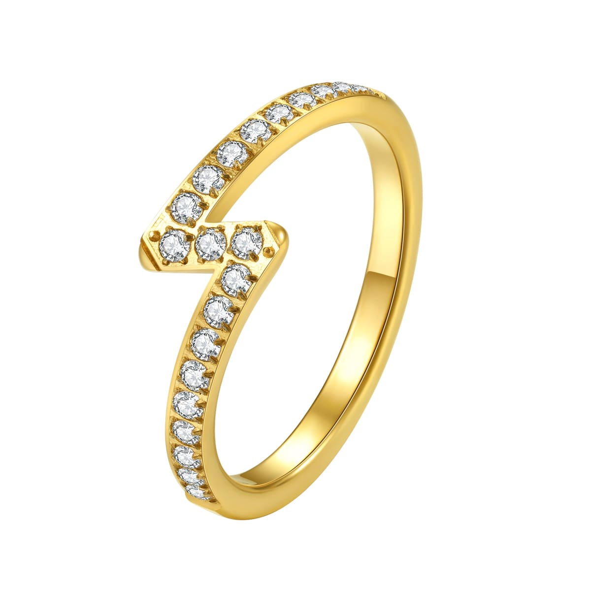 Lightning Bolt Gemstone Ring Stainless Steel - Gold