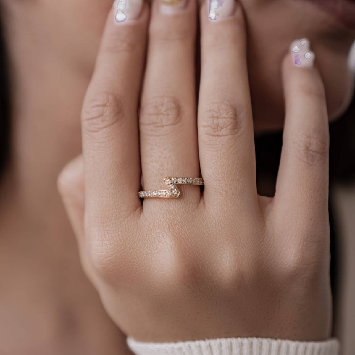 Lightning Bolt Gemstone Ring Stainless Steel - Gold
