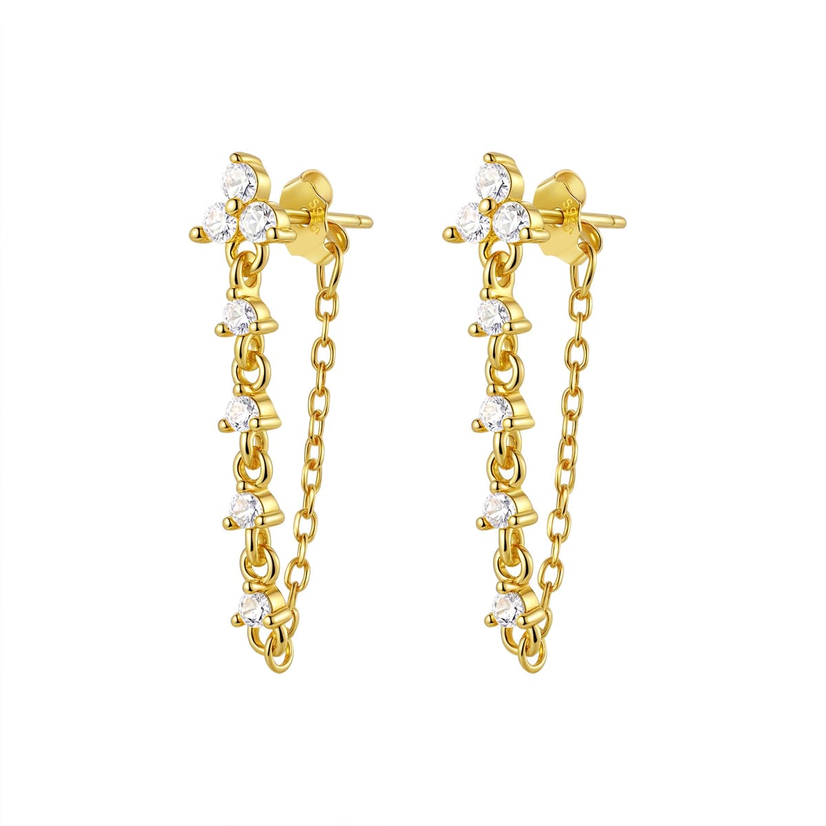 Lily Blossom Chain Earrings Sterling Silver
