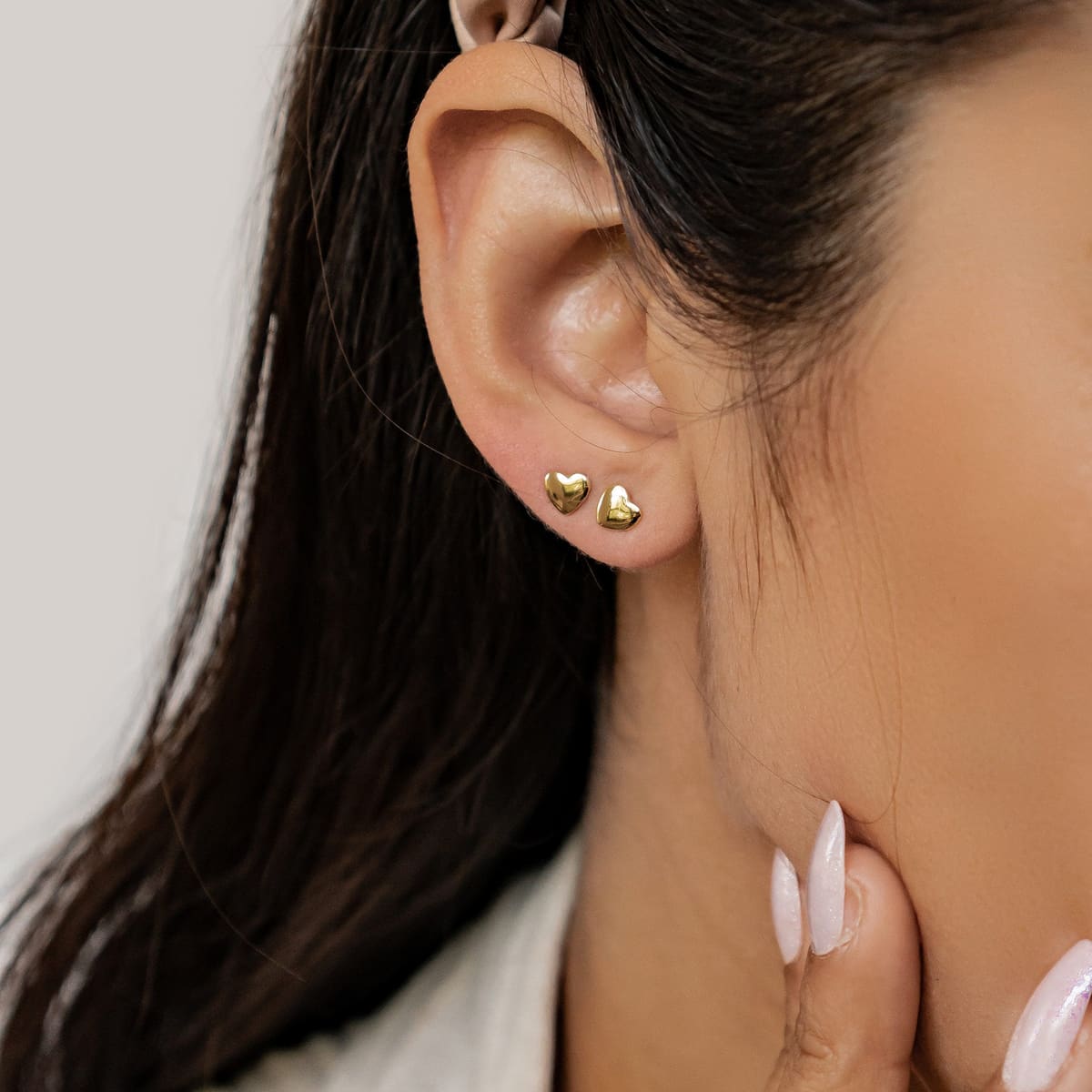 Love Heart Stud Earrings Sterling Silver