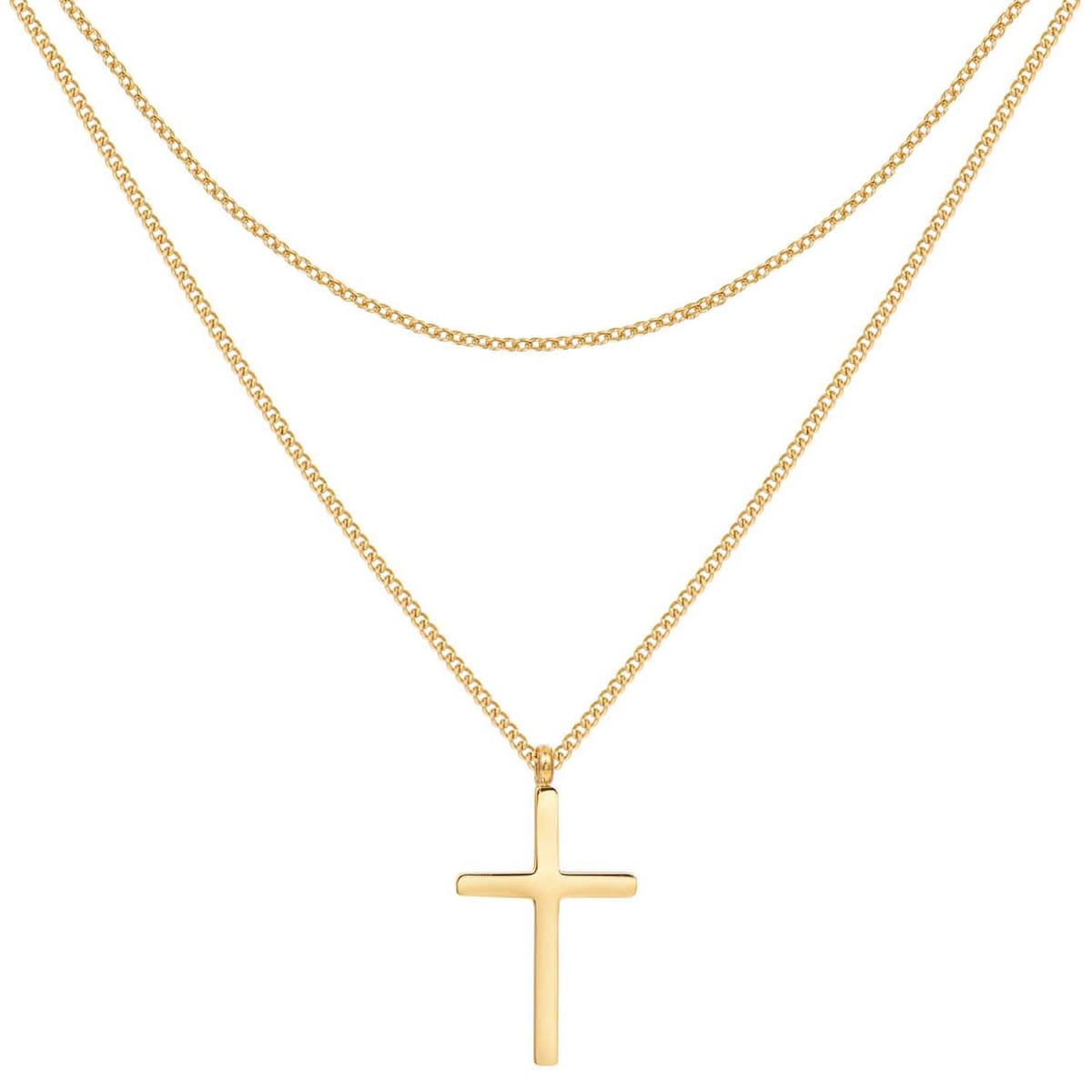 Men Layered Cross Necklace Waterproof