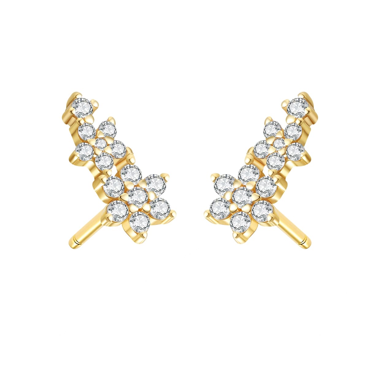 Mini Floral Climber Stud Earrings Sterling Silver