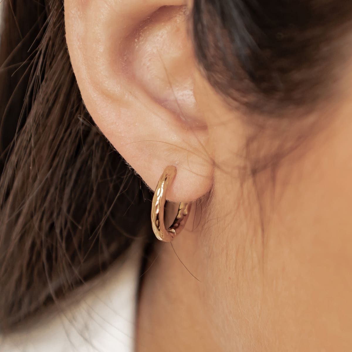 Molten Texture Hoop Earrings Waterproof