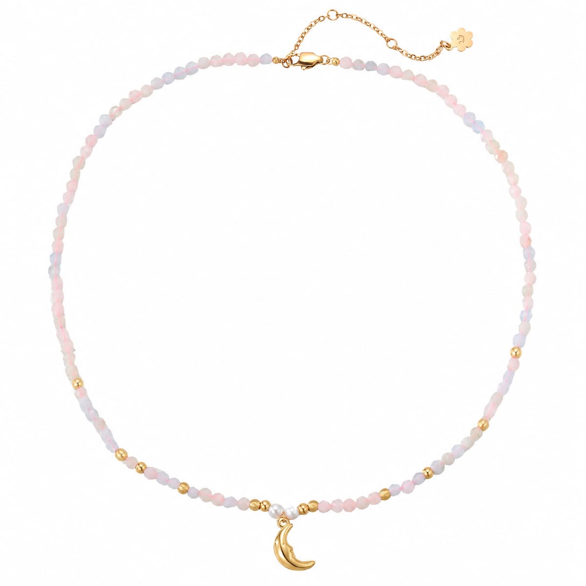 Moon Charm Pearl Bead Necklace Waterproof