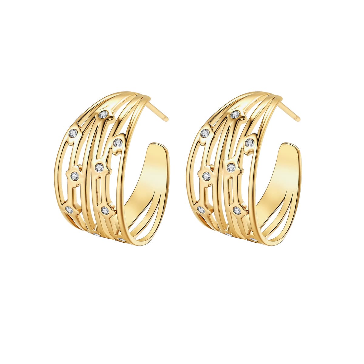 Multi Band Crystal Hoop Earrings Waterproof