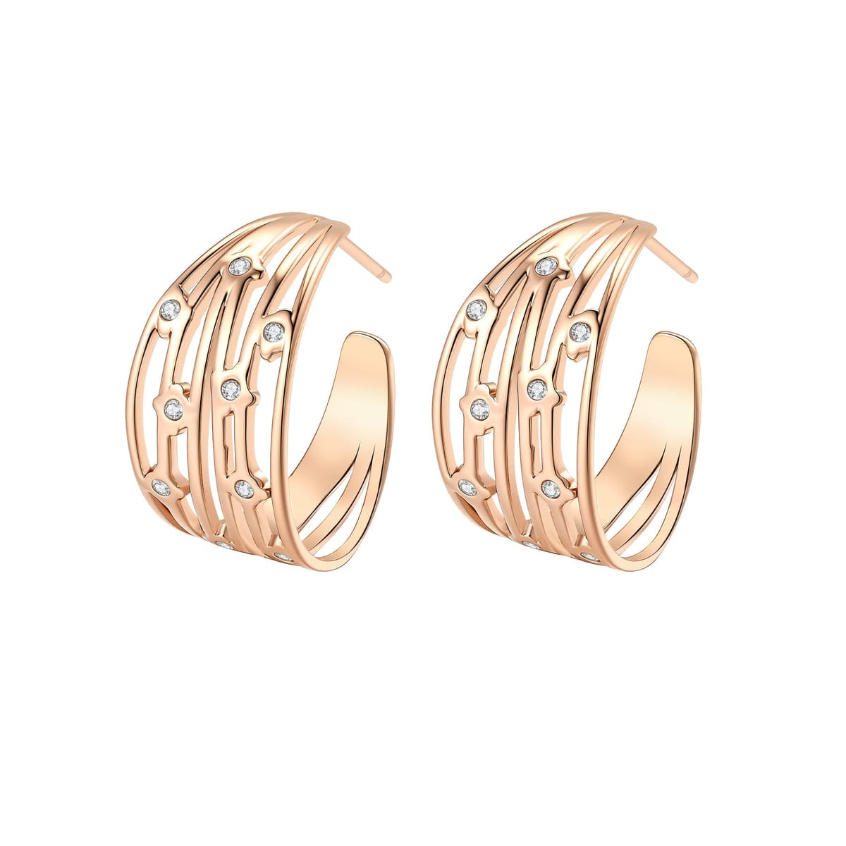 Multi Band Crystal Hoop Earrings Waterproof