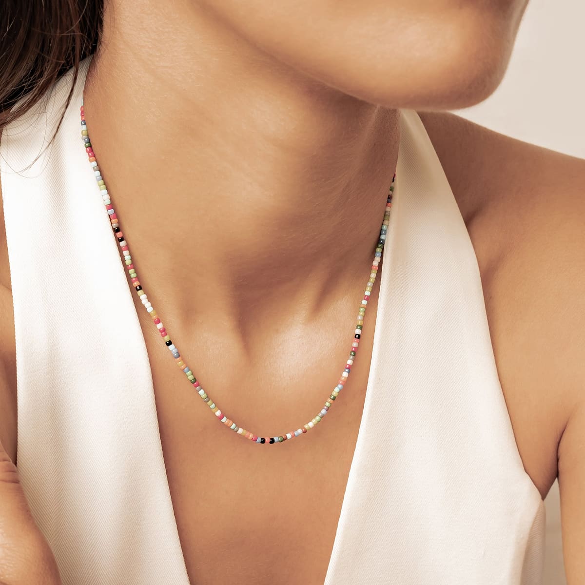 Multicolor Bead Necklace Waterproof