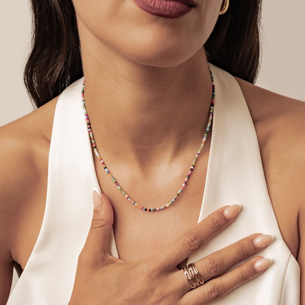 Multicolor Bead Necklace Waterproof