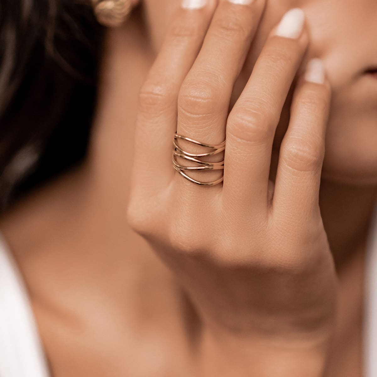 Open Weave Open Ring - Gold