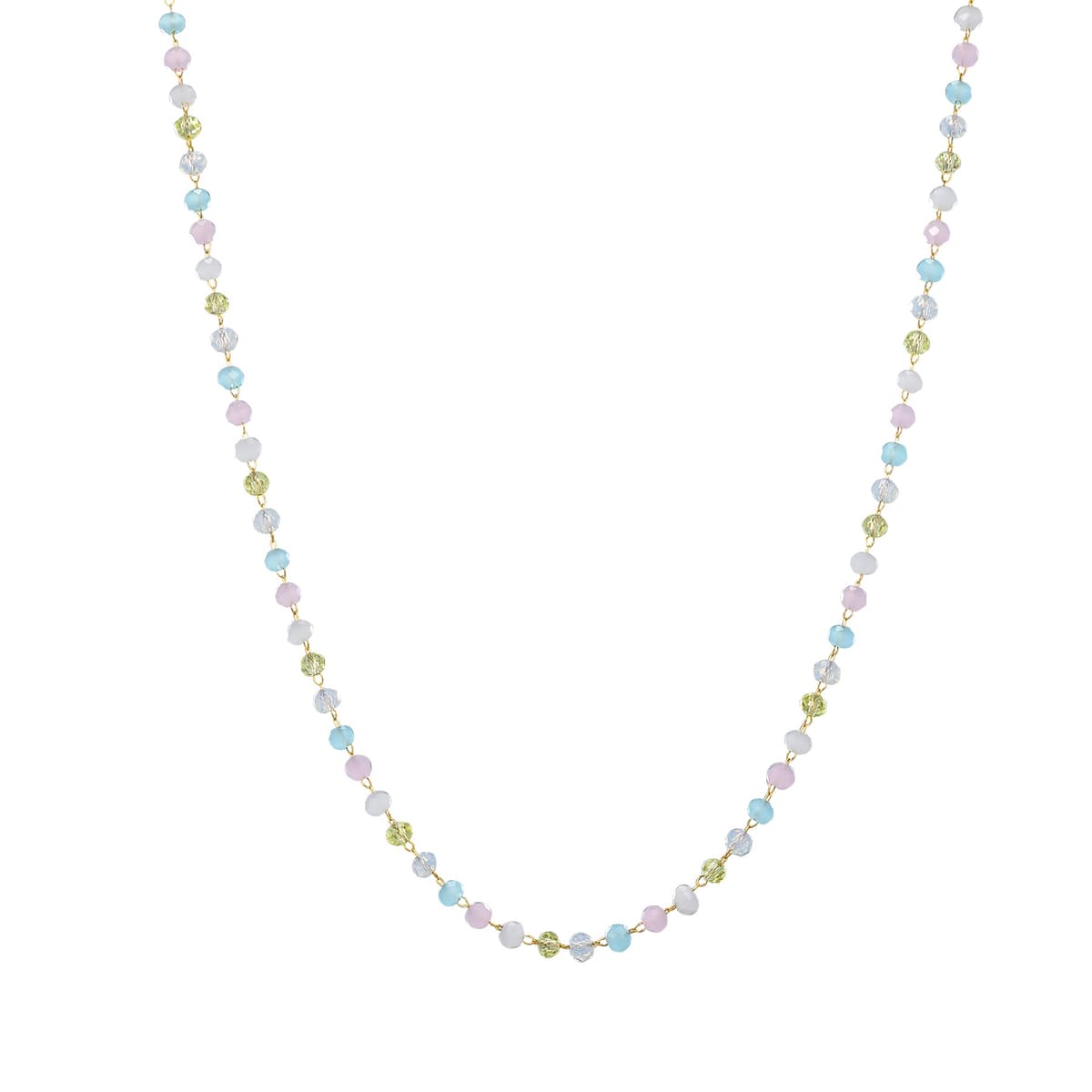 Pastel Multicolor Bead Necklace Waterproof
