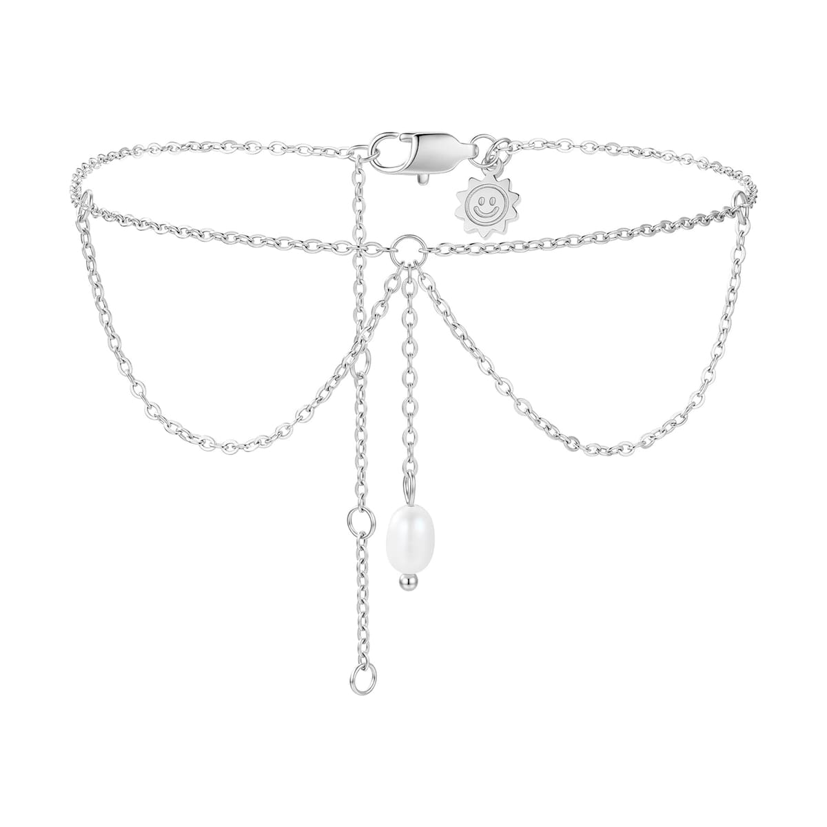 Pearl Drop Layered Anklet Waterproof