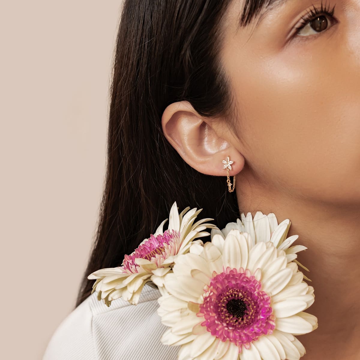 Petal Blossom Chain Earrings Sterling Silver