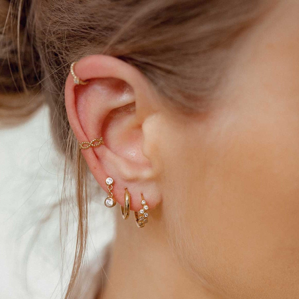 Plain Chunky Hoop Earrings Sterling Silver Gold