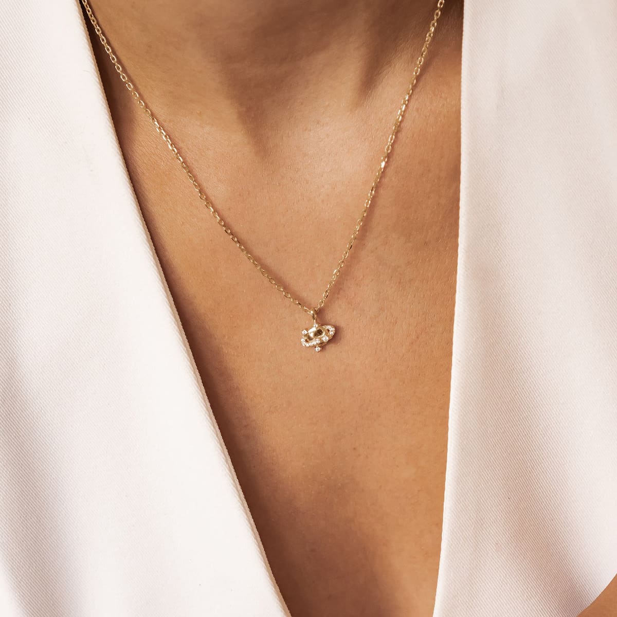 Planet Pendant Necklace Sterling Silver